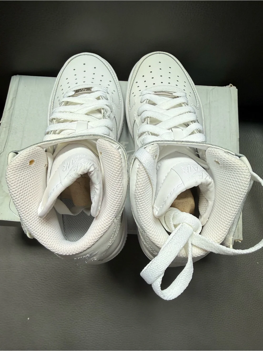 Nike Air Force MID (GS) Sneakers 314195 113 White/White/White Kids Size 3.5Y New